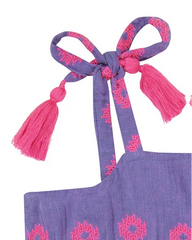 Bella Girl's Tassel Tie Sundress Perwinkle Embroidery image 1