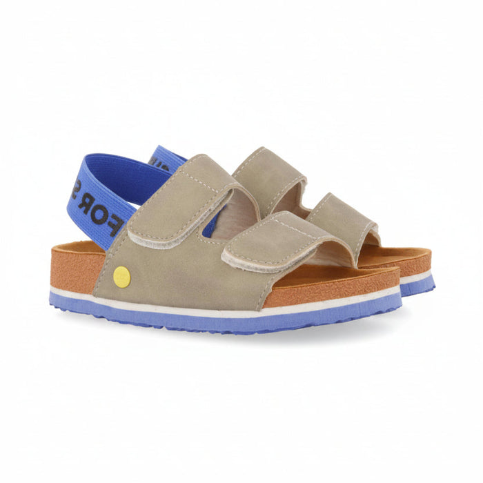 Courgis Boys Tan Footbed Sandals With Orange Details And Text - Grey, 33 image