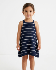 Navy Striped Knit Dress