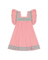 Serena Girl's Tassel Dress Pink Sorbet Embroidery image 0
