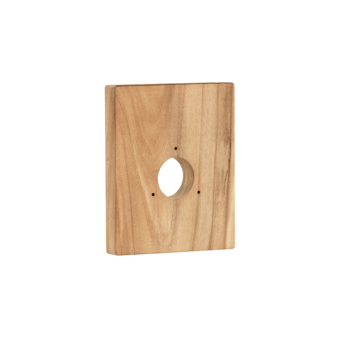 A product shot of the teak mounting block for the house hydrant v1+.