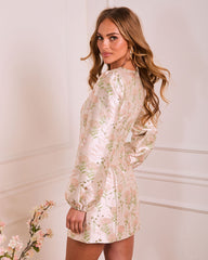 Brunch Bound Socialite Floral Brocade Mini Dress