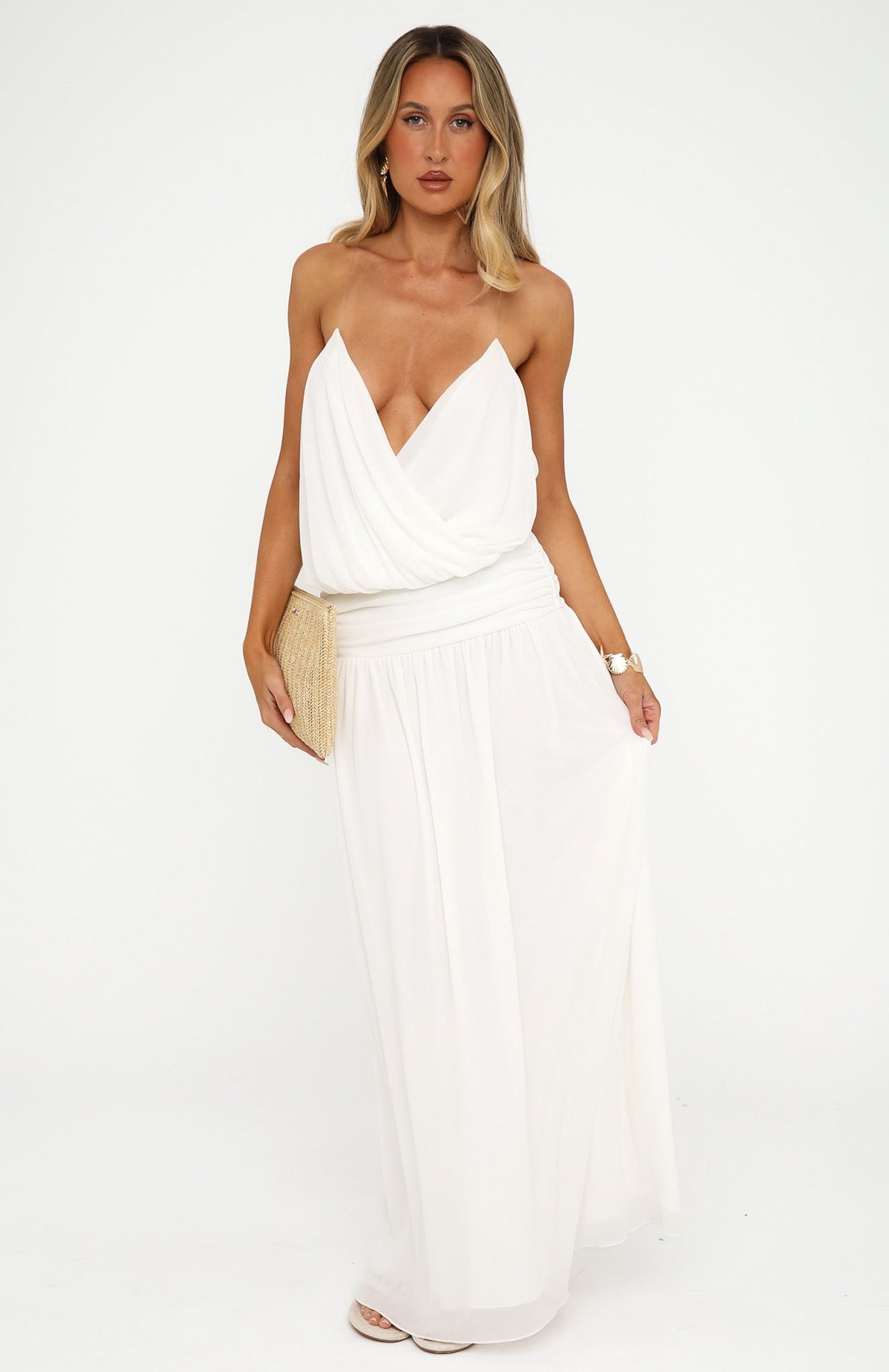 Peachy Keen Maxi Dress White