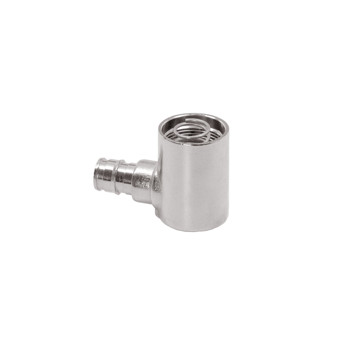 A product shot of the half inch elbow PEX expansion inlet.