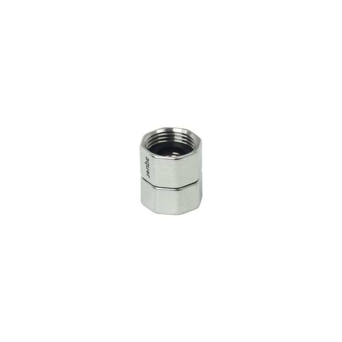 A product shot of the double-female threaded adapter.