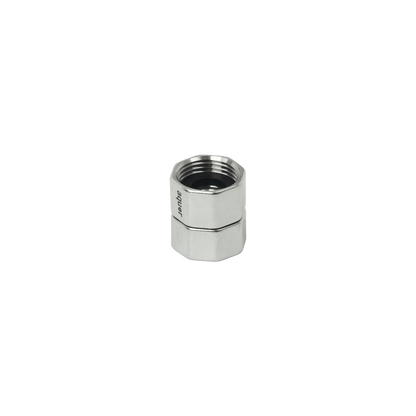 A product shot of the double-female threaded adapter.