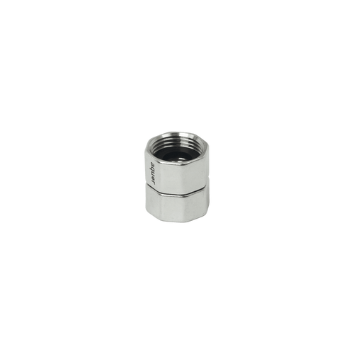 A product shot of the double-female threaded adapter.