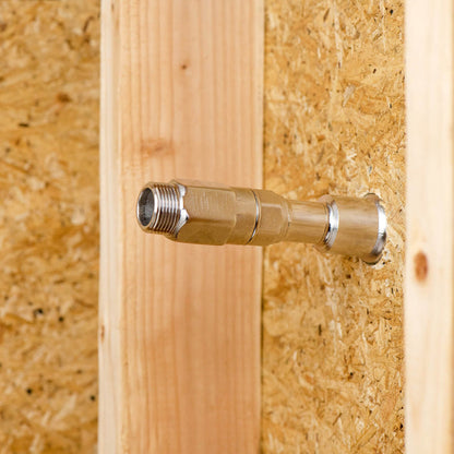 The three-quarters inch NPT inlet connected to the Aquor House Hydrant.