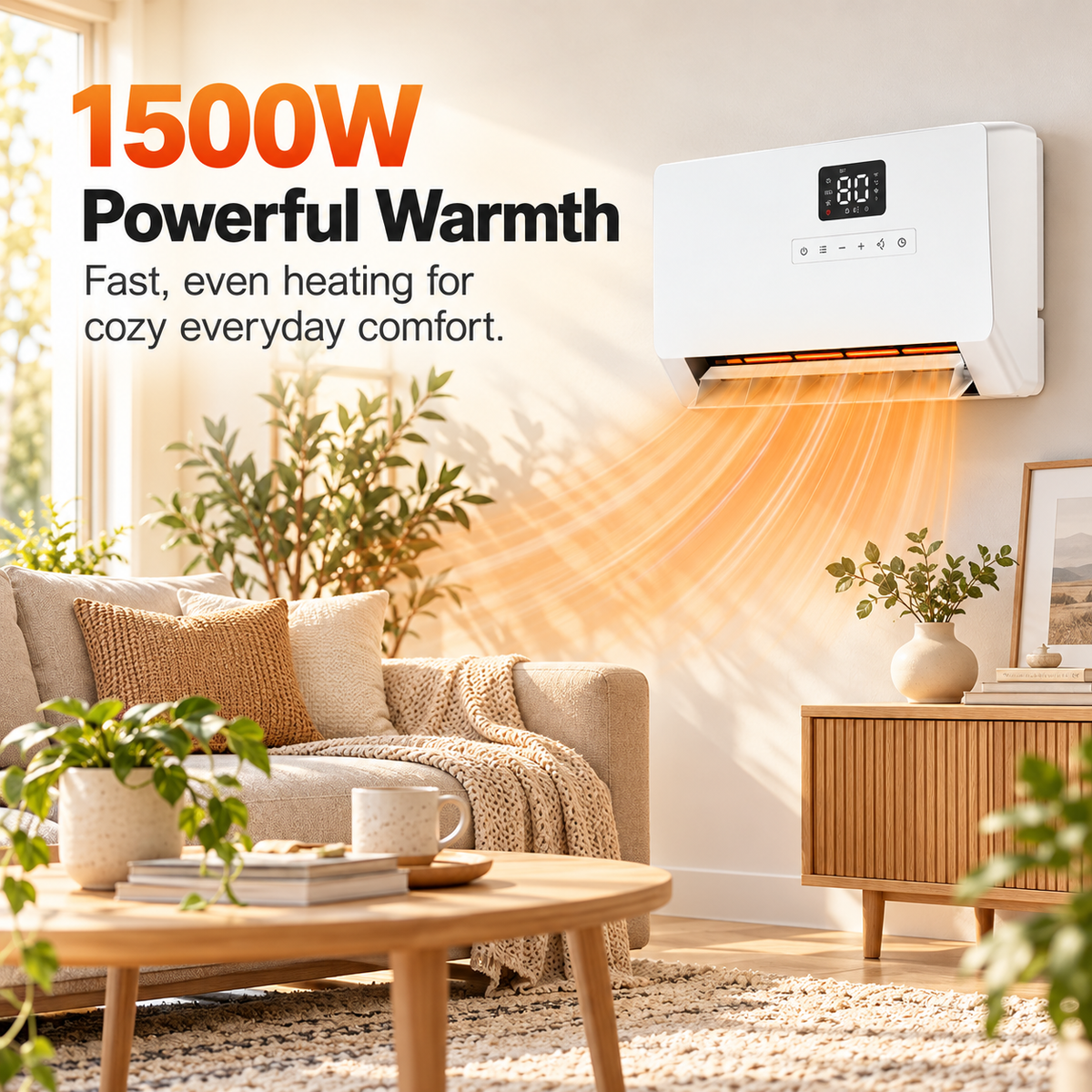 🔥 Winter Sale – 1500W Wall-Mounted Space Heater with Remote, ECO Thermostat & 120° Oscillation