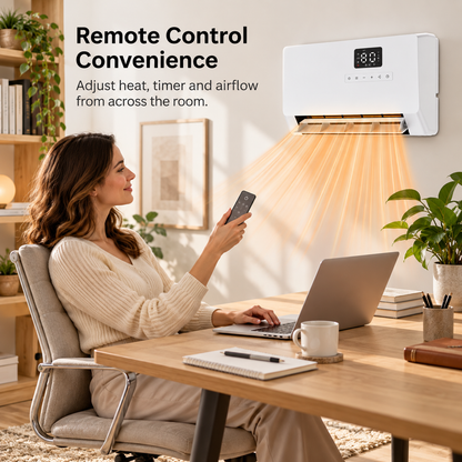 🔥 Winter Sale – 1500W Wall-Mounted Space Heater with Remote, ECO Thermostat & 120° Oscillation