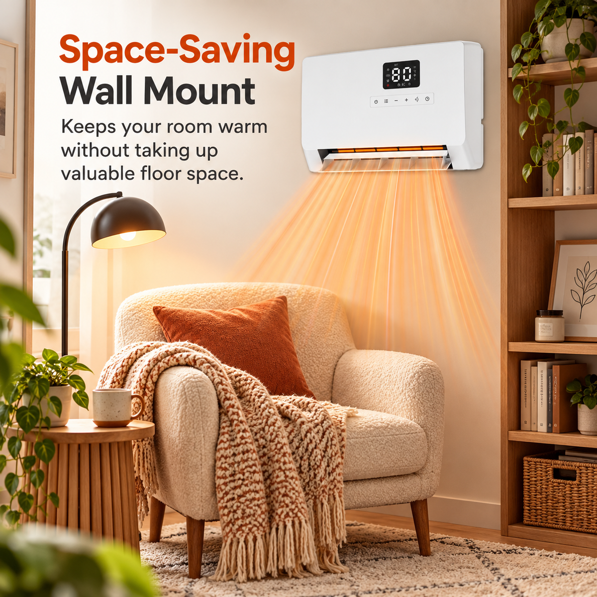 🔥 Winter Sale – 1500W Wall-Mounted Space Heater with Remote, ECO Thermostat & 120° Oscillation