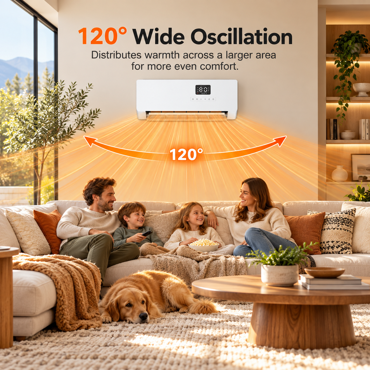 🔥 Winter Sale – 1500W Wall-Mounted Space Heater with Remote, ECO Thermostat & 120° Oscillation