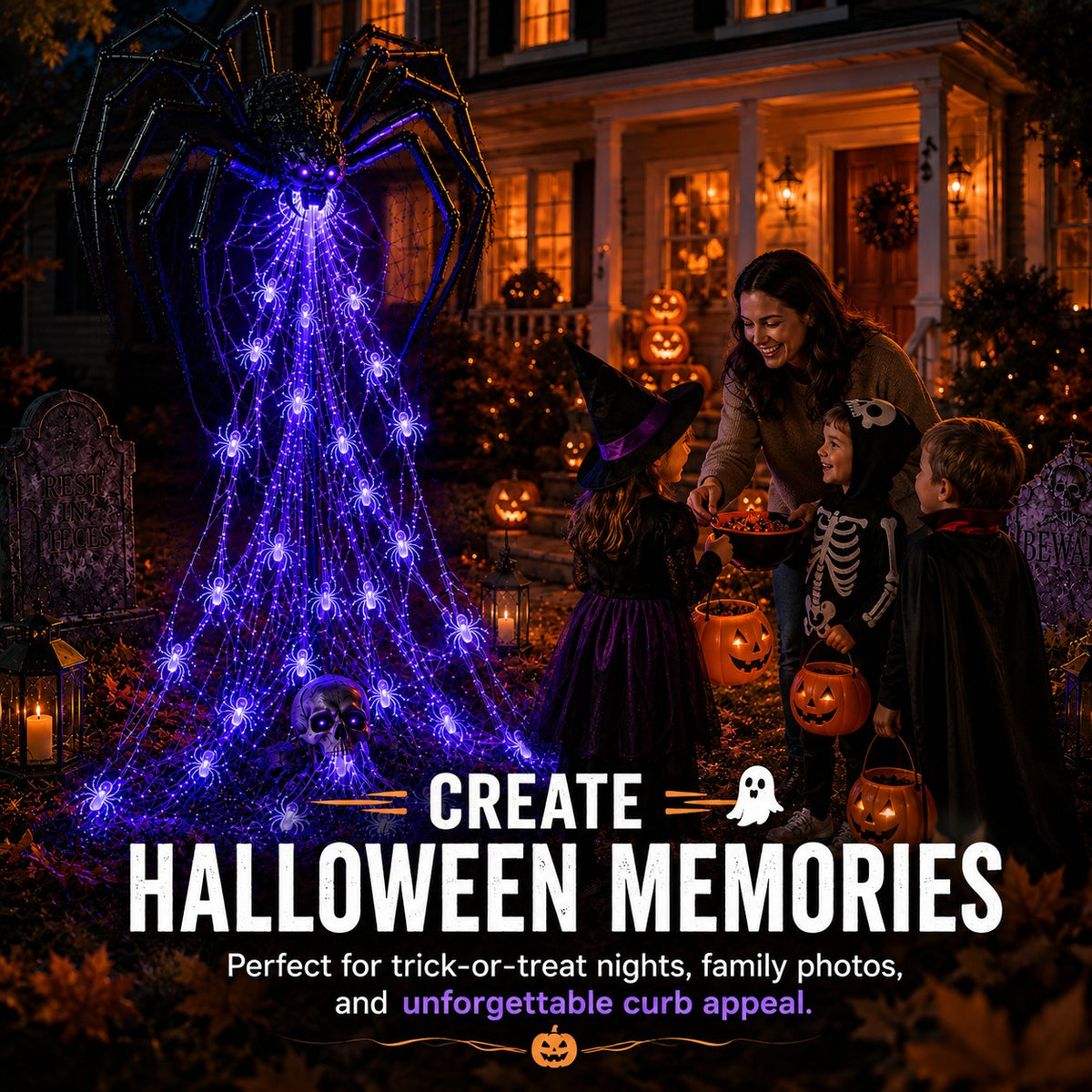 🎁Only Today 49% OFF 🔥 Halloween Spider Web Light Show🕷️