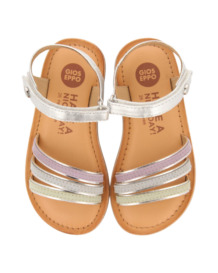 Angeja Girls Silver Sandals With Metallic Piping image 2