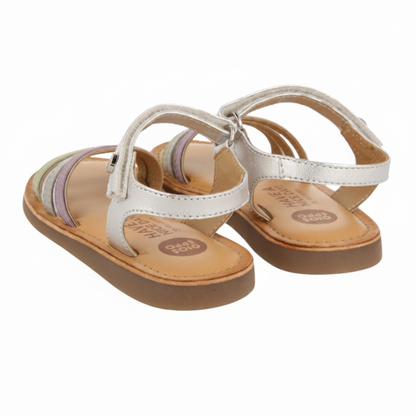Angeja Girls Silver Sandals With Metallic Piping image 3