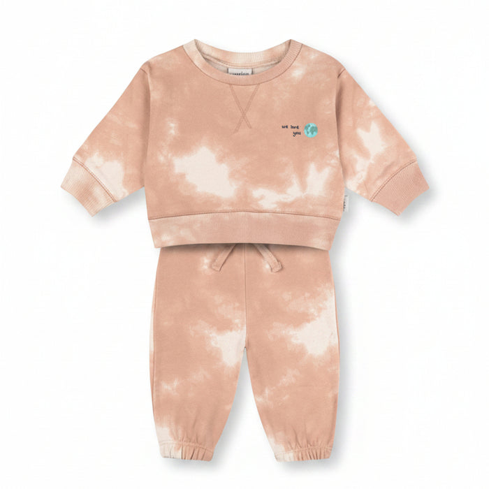 Babies Beige Batic Sweatshirt &  Pants Set image 0