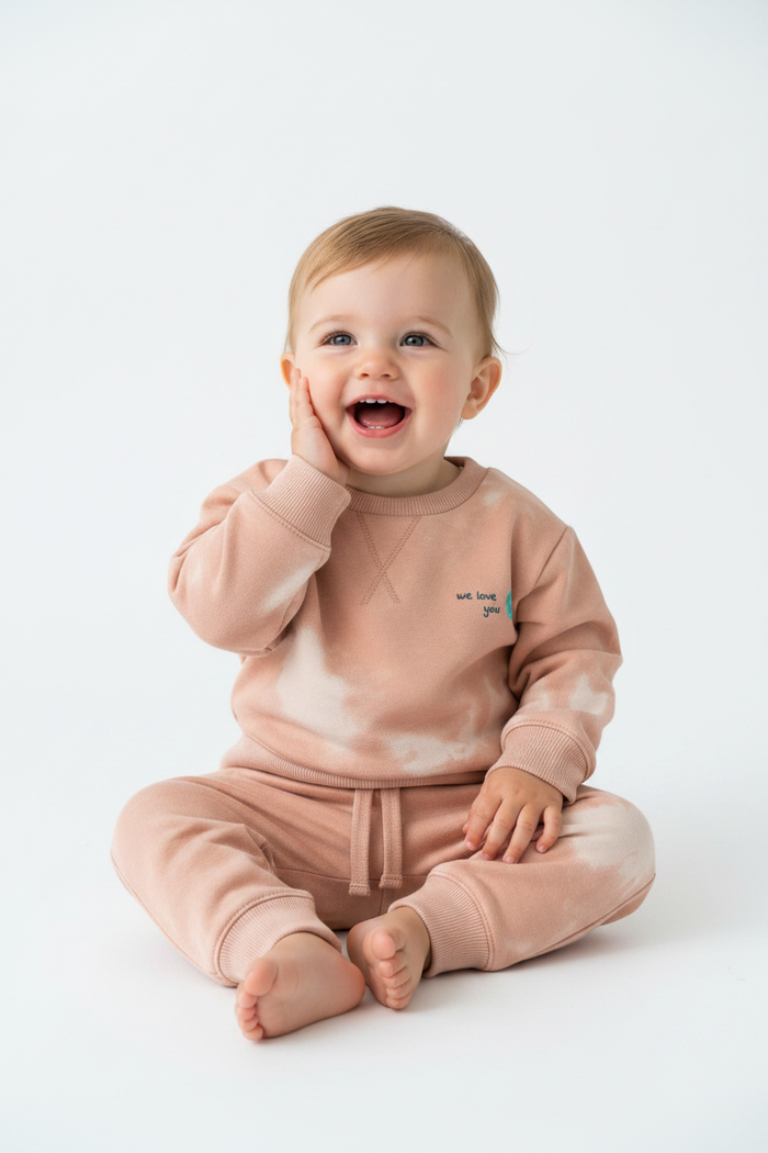 Babies Beige Batic Sweatshirt & Pants Set