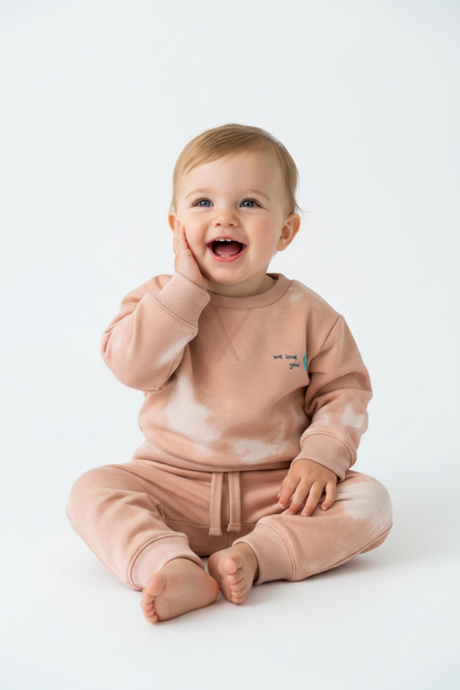 Babies Beige Batic Sweatshirt & Pants Set