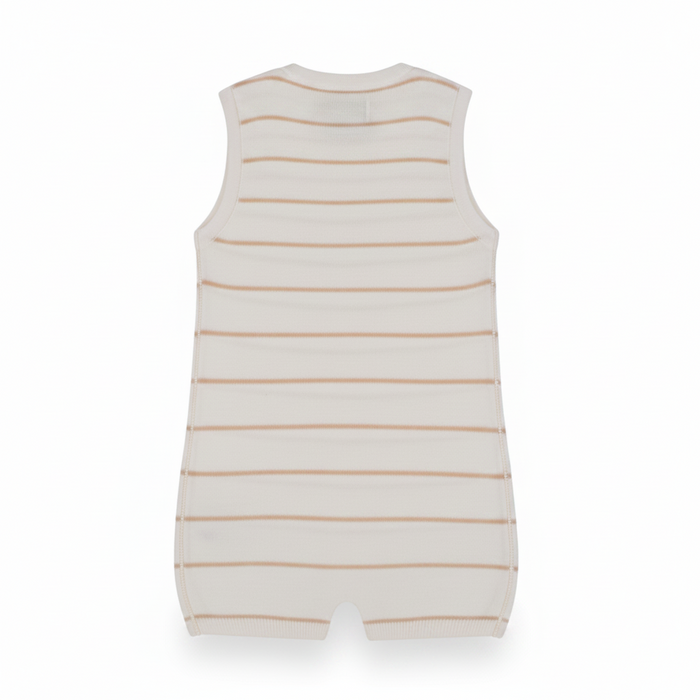Beige Striped White Knit Playsuit