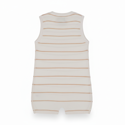Beige Striped White Knit Playsuit