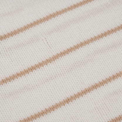 Beige Striped White Knit Playsuit