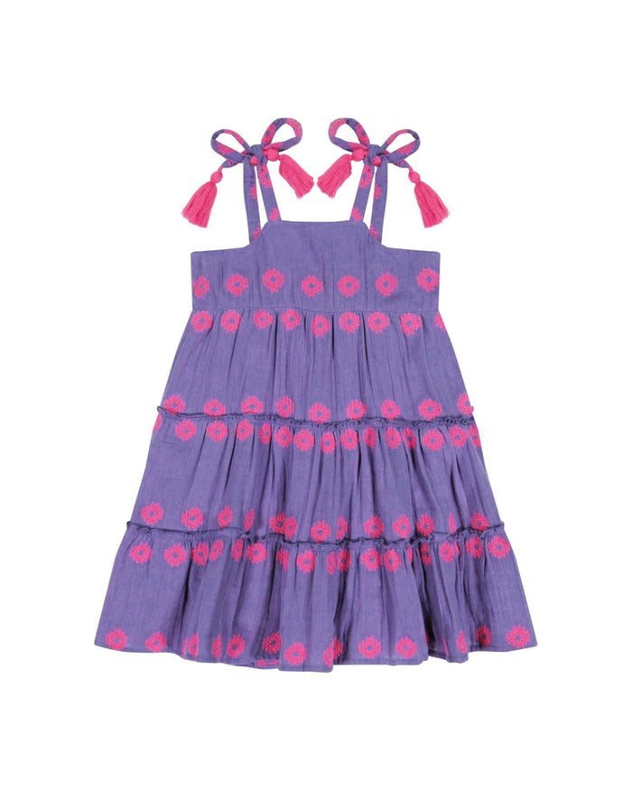 Bella Girl's Tassel Tie Sundress Perwinkle Embroidery image 0
