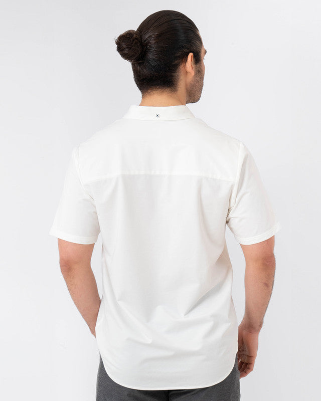 Camisa MAJA® Oxford, Blanco, vista posterior, fit Slim, Poliéster, con Tela estiramiento 4 vías, ideal para oficina