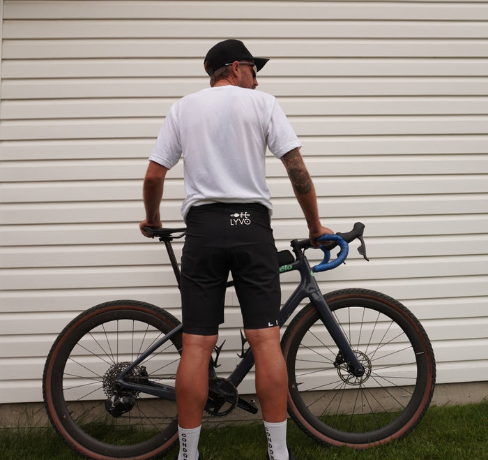2‑in‑1 Cargo Bib Short – Model Wearing Over‑Shorts- Lyvo Cycling