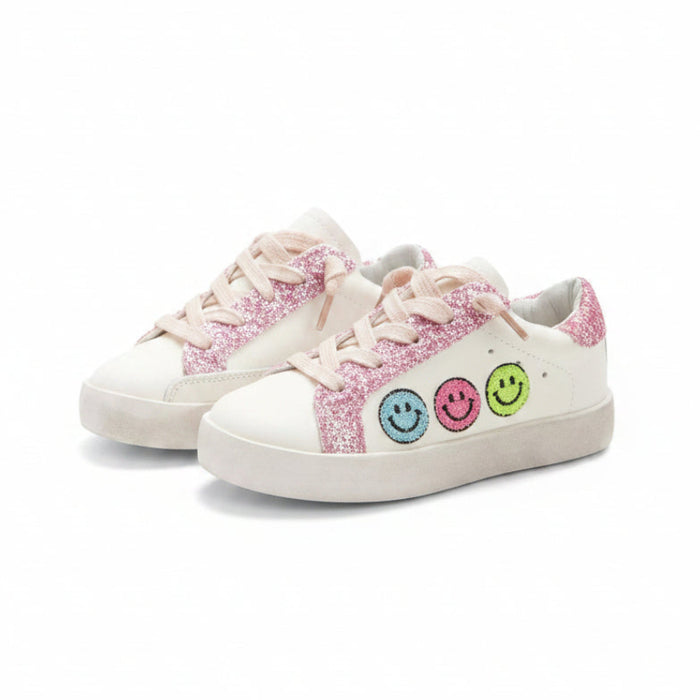 Charlotte Smiley Face Fuzzy Patch Sneakers image 0