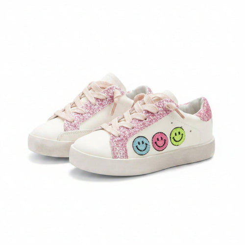 Charlotte Smiley Face Fuzzy Patch Sneakers image 0