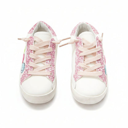 Charlotte Smiley Face Fuzzy Patch Sneakers image 1