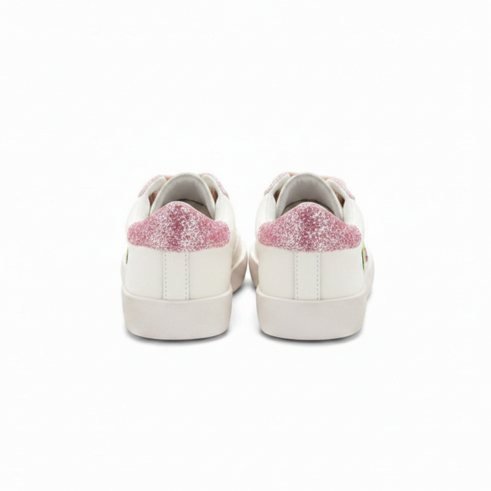 Charlotte Smiley Face Fuzzy Patch Sneakers