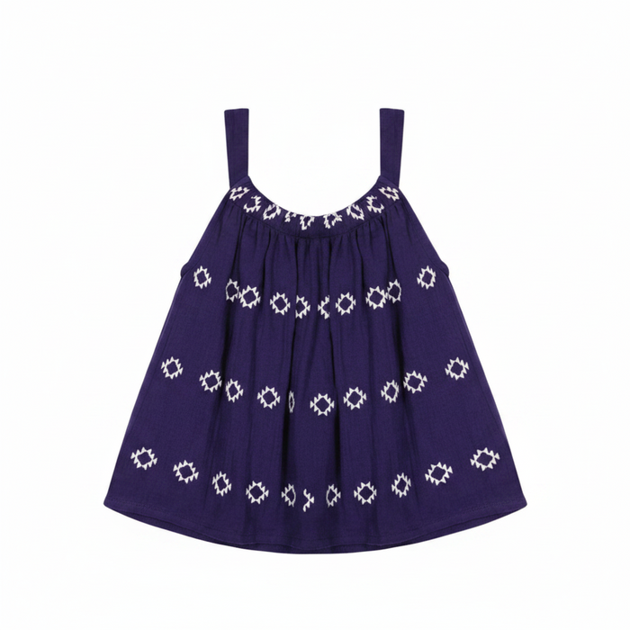 Colette Girl'S Top And Short Set Navy Embroidery
