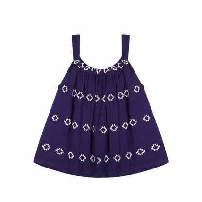 Colette Girl'S Top And Short Set Navy Embroidery