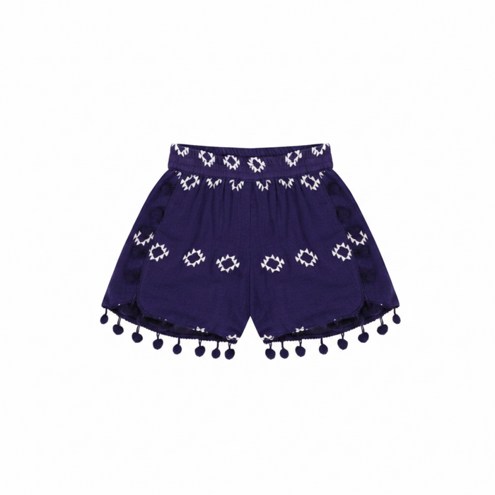 Colette Girl'S Top And Short Set Navy Embroidery