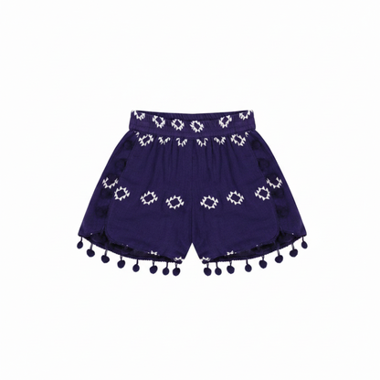 Colette Girl'S Top And Short Set Navy Embroidery