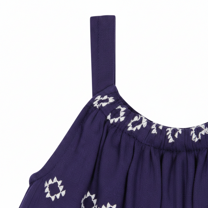 Colette Girl'S Top And Short Set Navy Embroidery