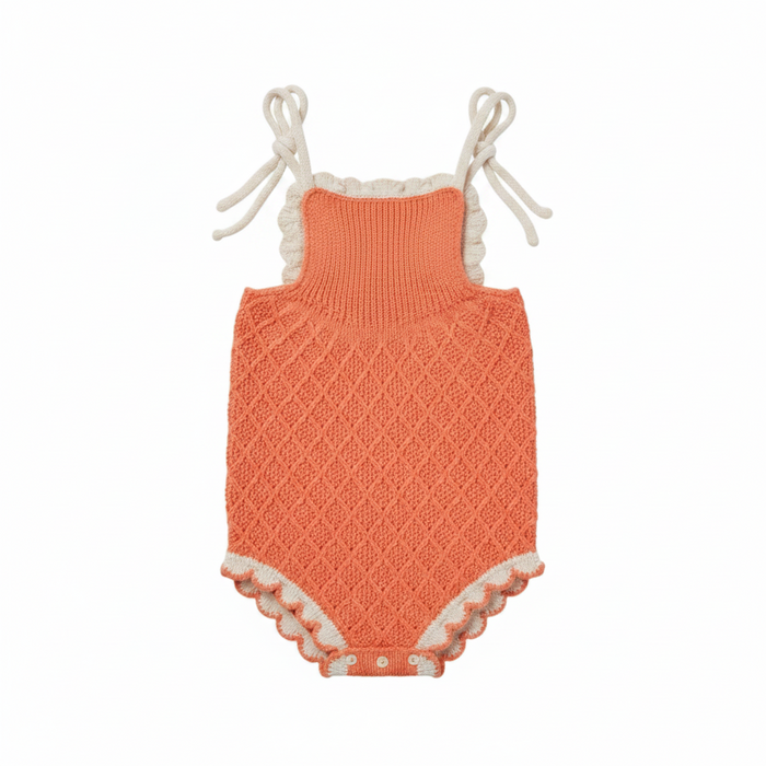Coral Embroidered Romper