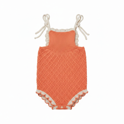 Coral Embroidered Romper