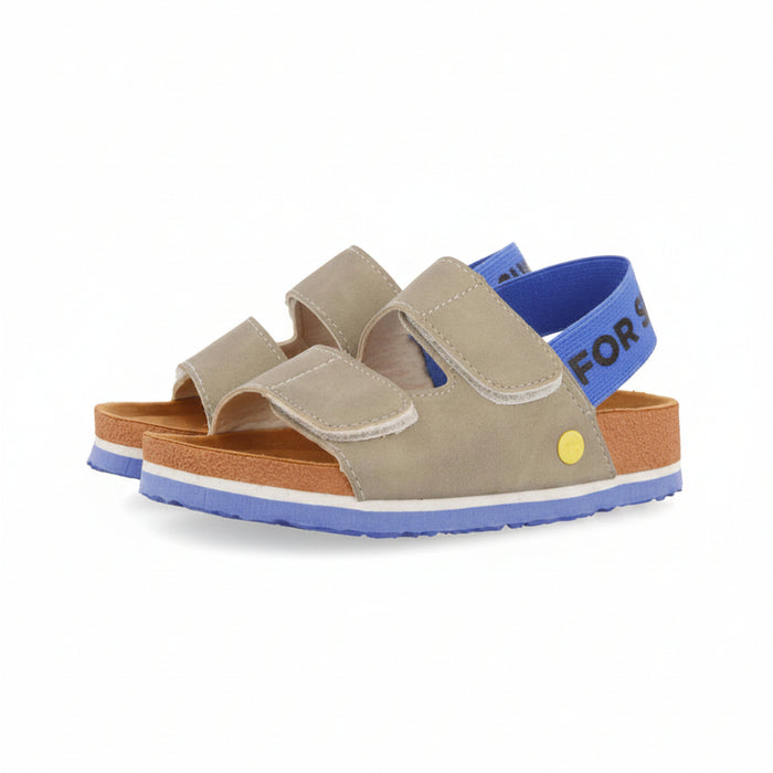 Courgis Boys Tan Footbed Sandals With Orange Details And Text - Grey, 34 image