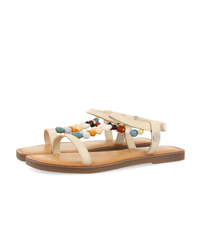 Croze Girls Decorated Off White Leather Sandals - Off White, 33 image