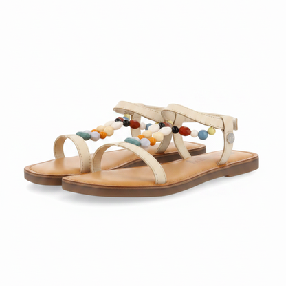 Croze Girls Decorated Off White Leather Sandals