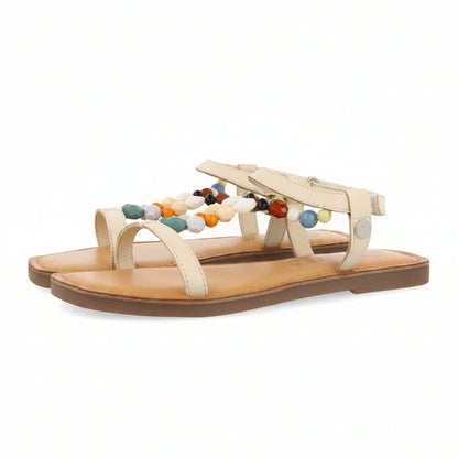 Croze Girls Decorated Off White Leather Sandals - Off White, 32 image