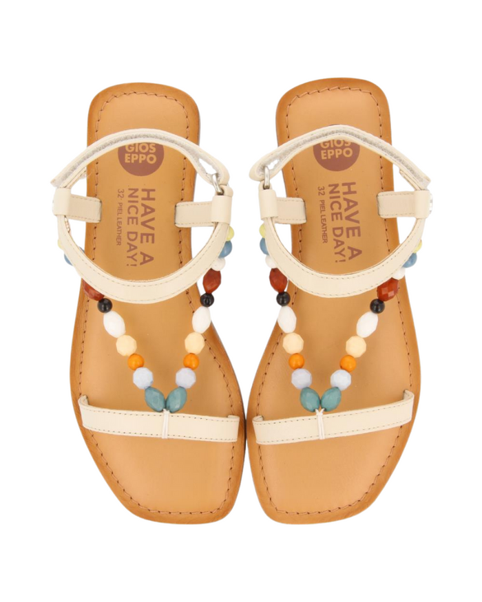 Croze Girls Decorated Off White Leather Sandals image 3