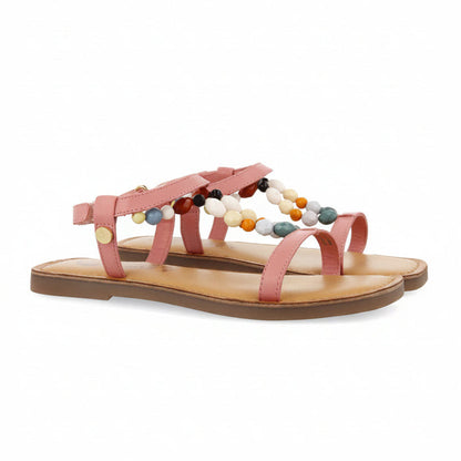 Croze Girls Decorated Off White Leather Sandals - Rose, 32 image