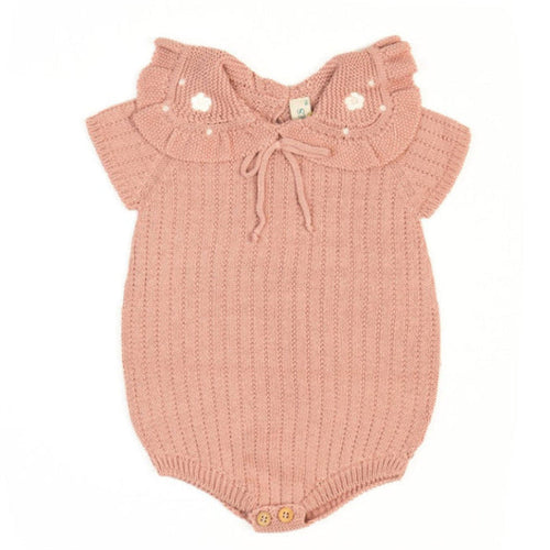 Dusty Pink Crochet Collar Romper image 0