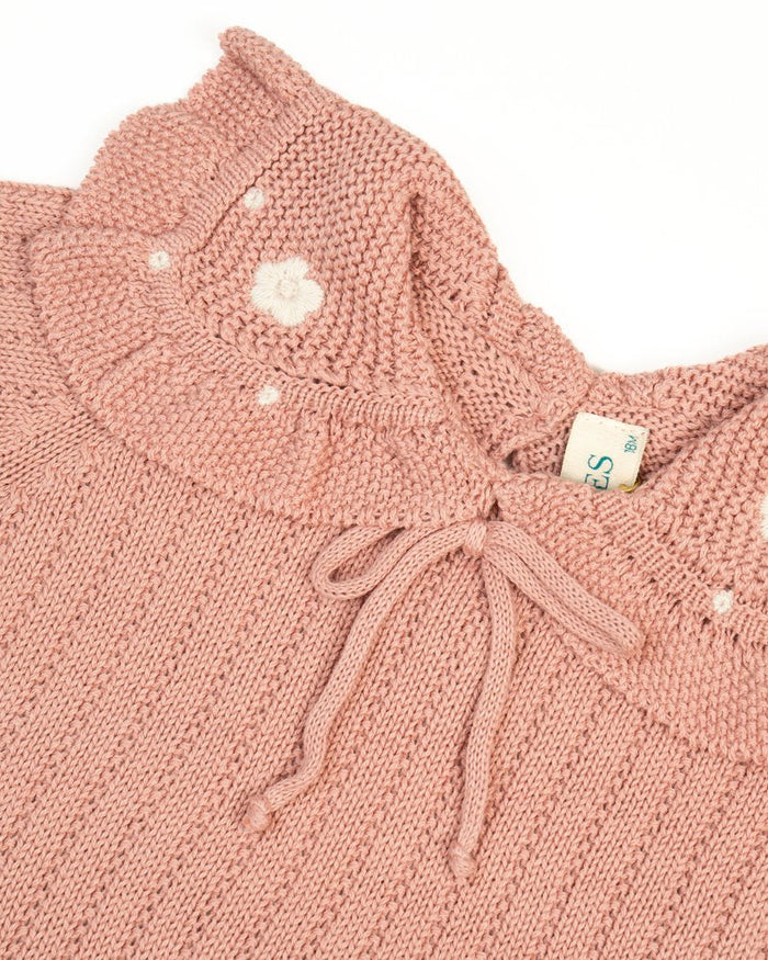 Dusty Pink Crochet Collar Romper image 1