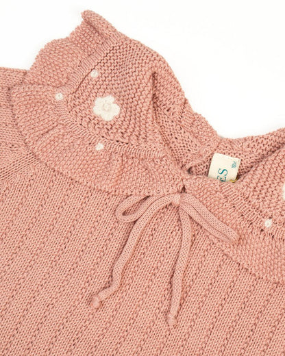 Dusty Pink Crochet Collar Romper image 1