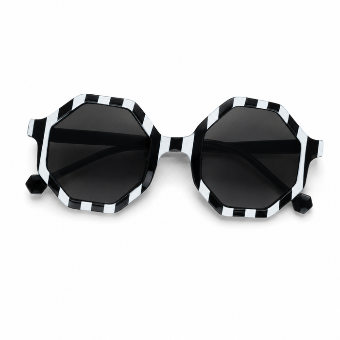 Exagon Black And White Stripe Sunglasses