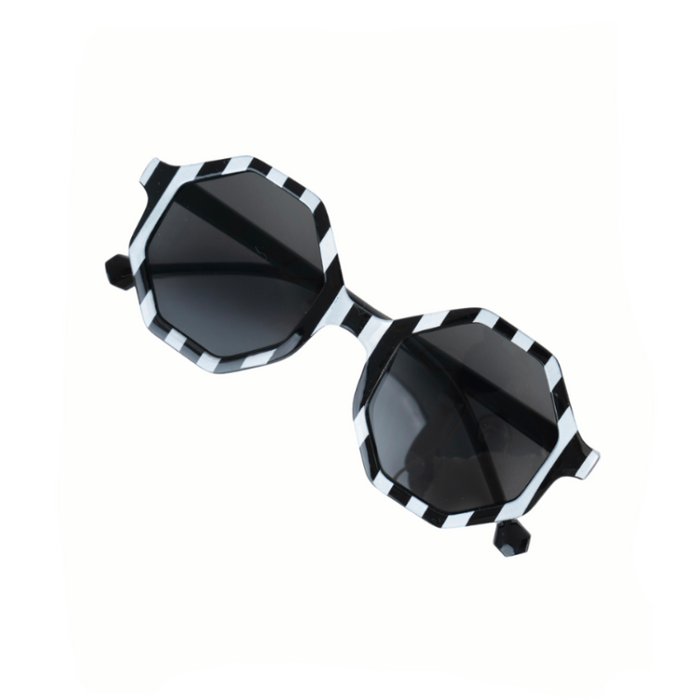 Exagon Black And White Stripe Sunglasses image 0